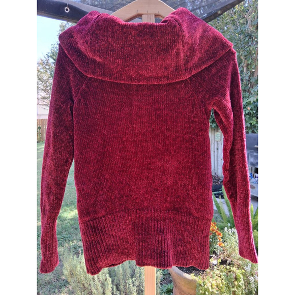 White House Black Market Burgandy Cowl Neck Chenille Sweater Size S New - Picture 7 of 12